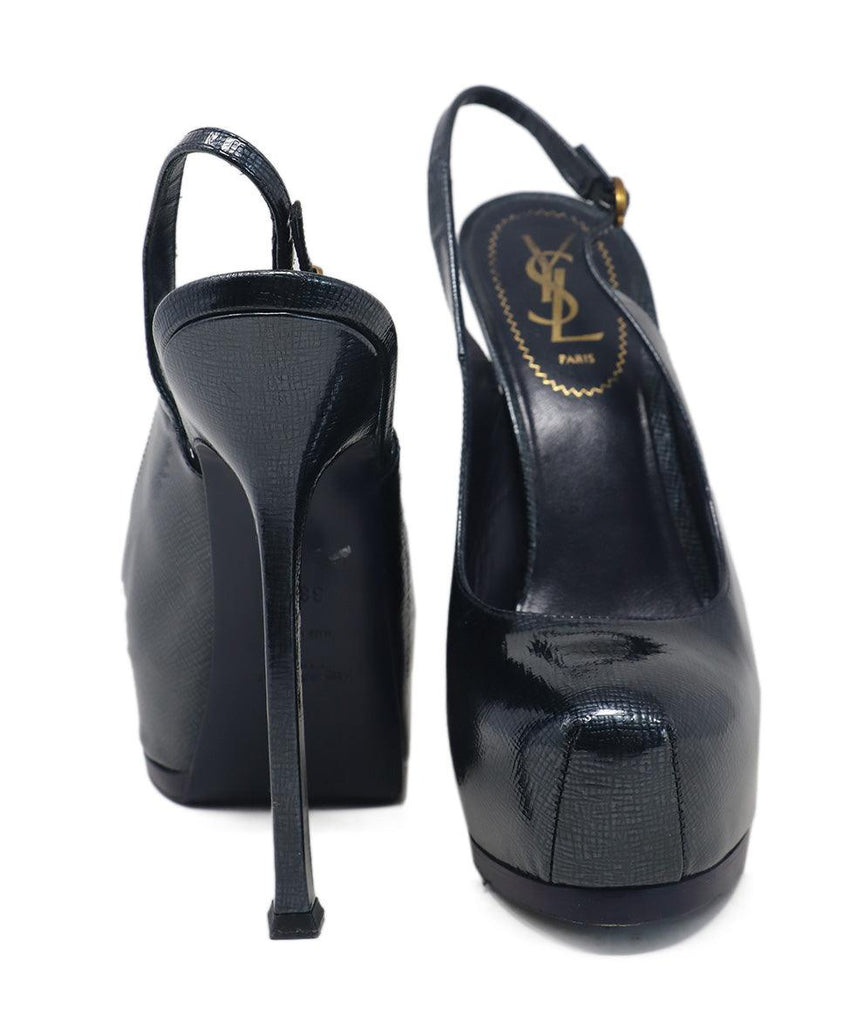 YSL Navy Patent Leather Platform Heels 2