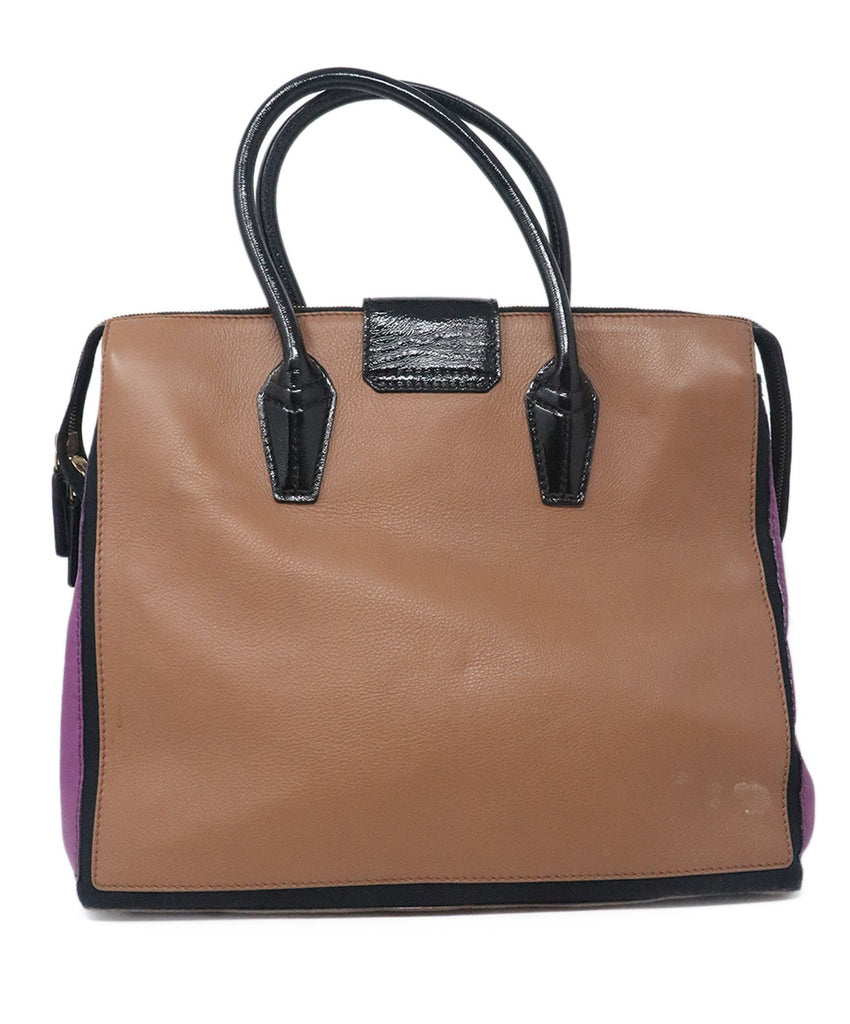 YSL Brown & Purple Leather Satchel 2