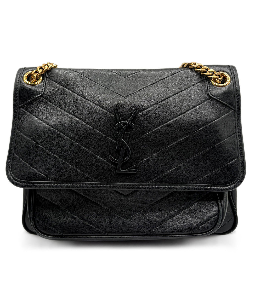 Yves Saint Laurent Niki Medium Black Leather Shoulderbag l