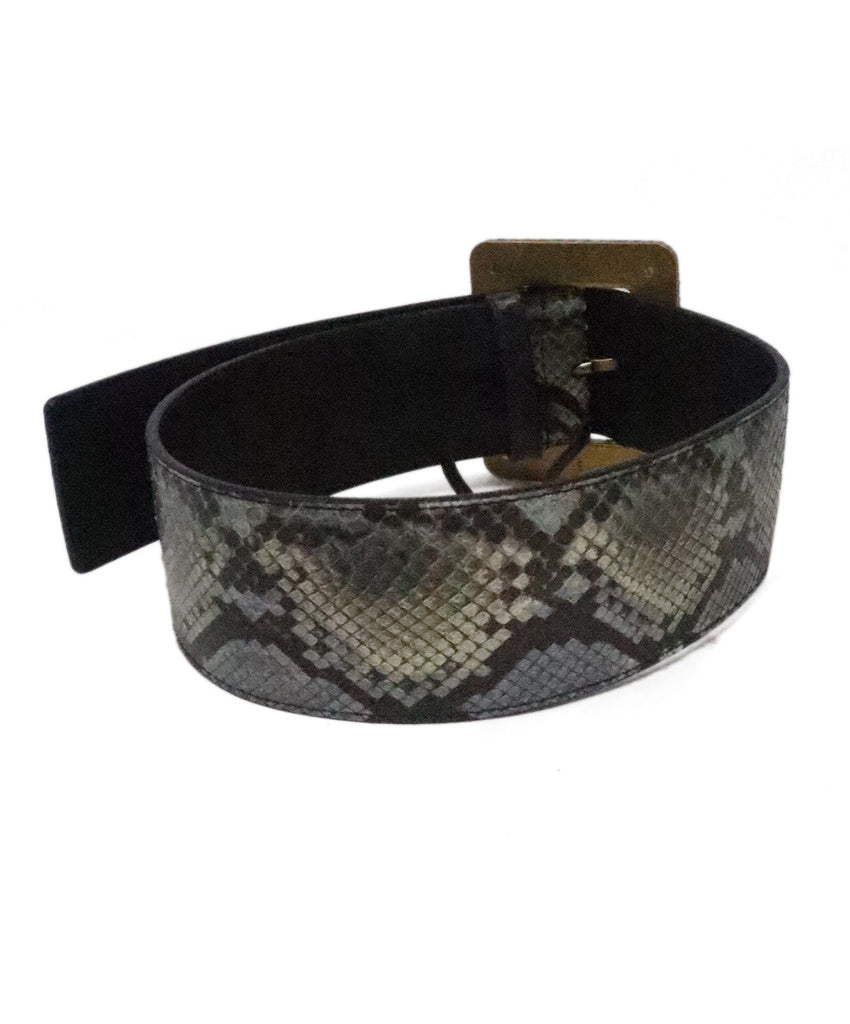 YSL Grey & Blue Snake Skin Belt 1