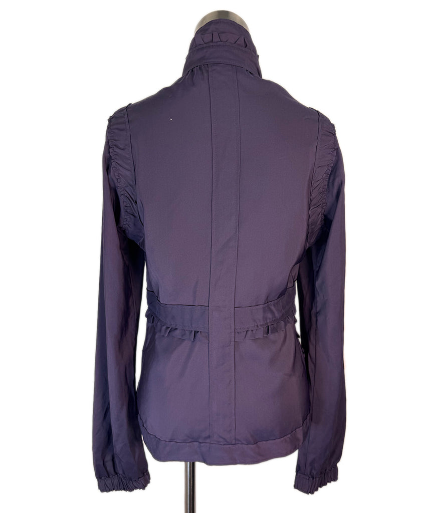 Yves Saint Laurent パープルブルゾン YSL Purple Cotton Outerwear Jacket with Ruffle Trim Sz 38 l