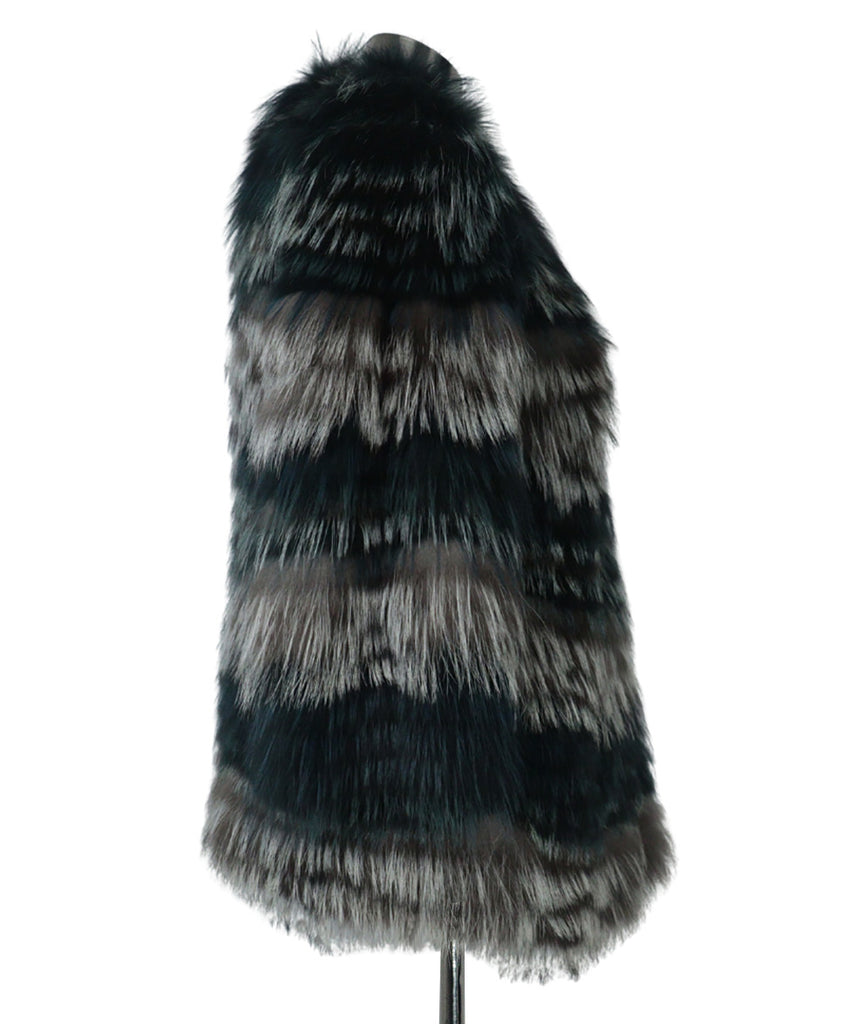 Yves Salomon Blue & Silver Fox Fur Coat 1