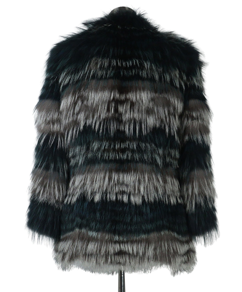 Yves Salomon Blue & Silver Fox Fur Coat 2