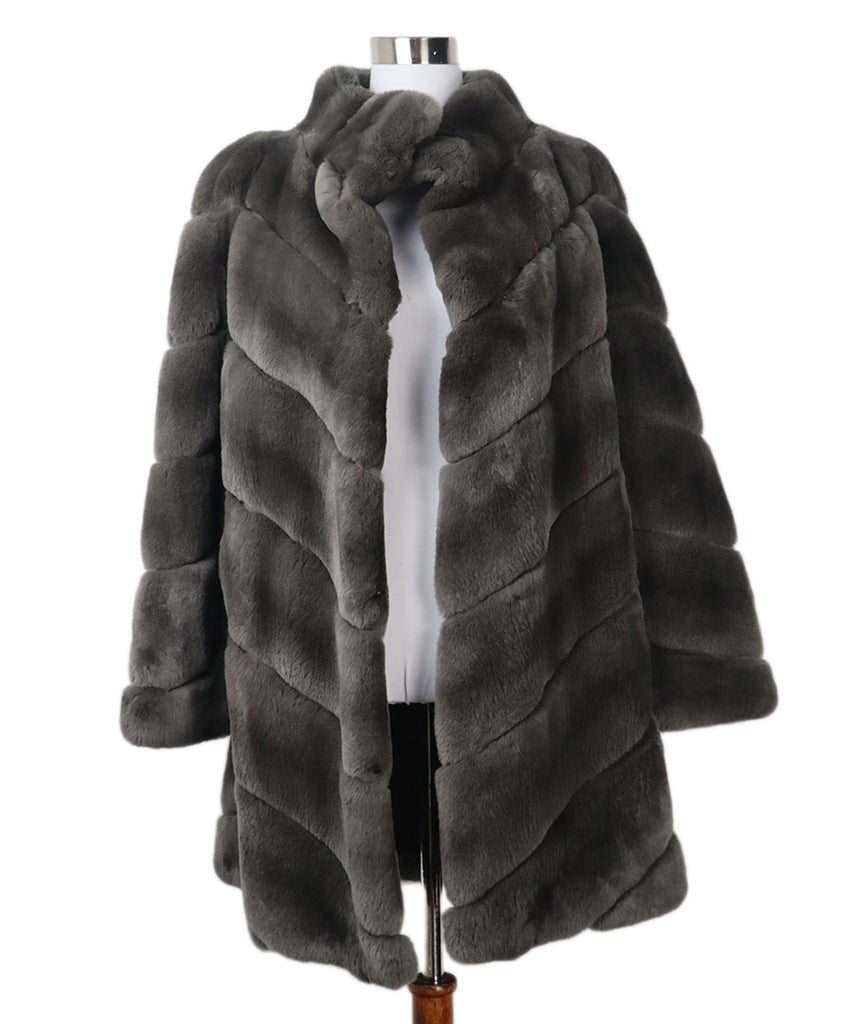 Yves Salomon Grey Rabbit Fur Coat 