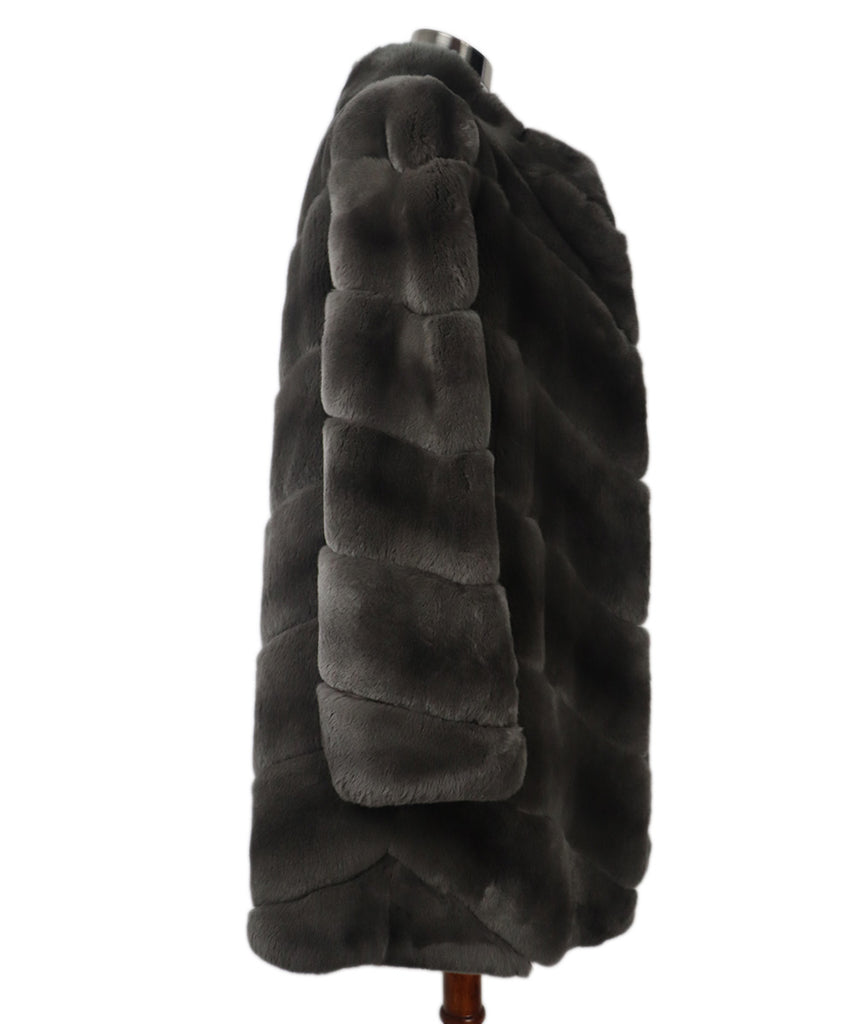 Yves Salomon Grey Rabbit Fur Coat 1