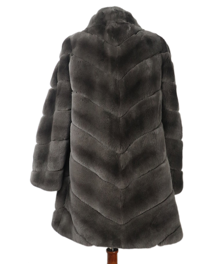 Yves Salomon Grey Rabbit Fur Coat 2