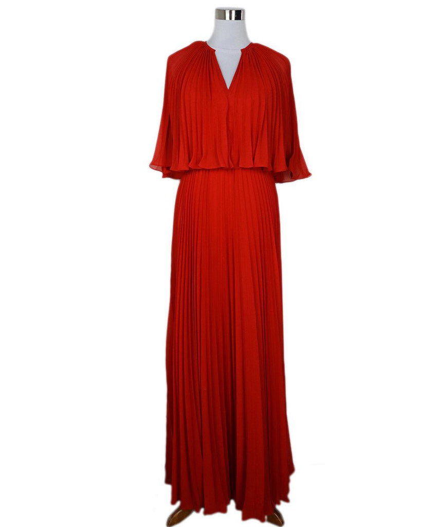 Zac Posen Long Red Pleated Dress 