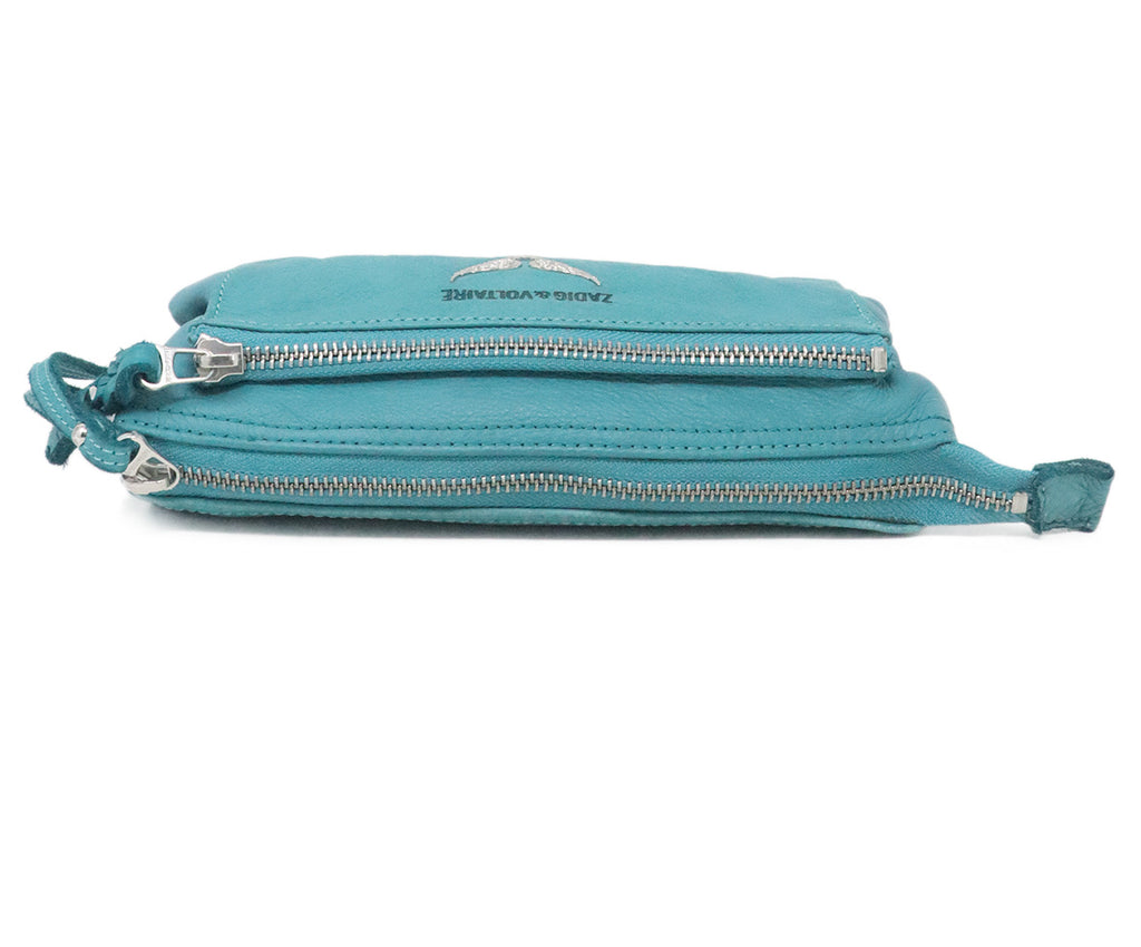 Zadig & Voltaire Teal Leather Dreamcatcher Wristlet 4