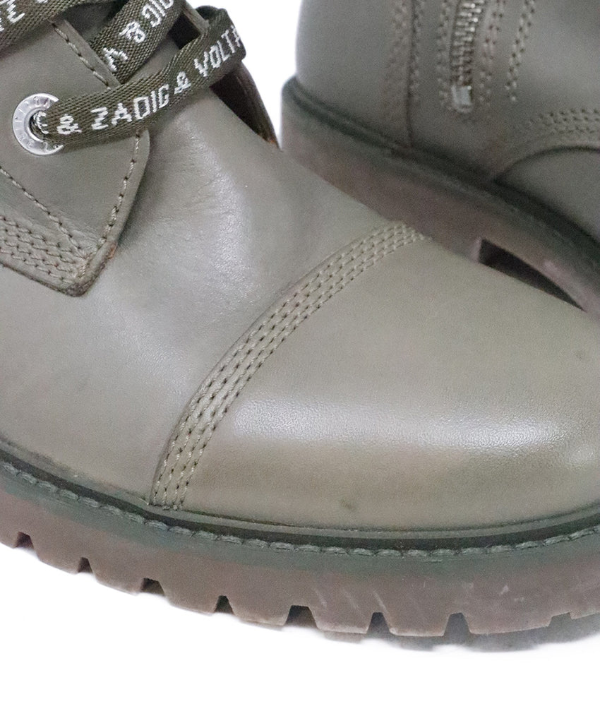 Zadig & Voltaire Olive Leather Boots 6