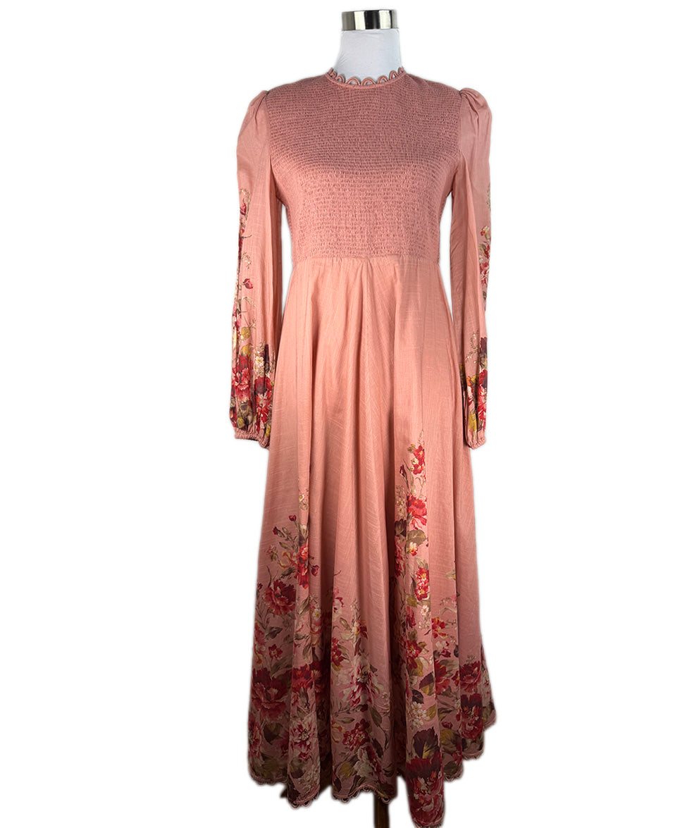 Zimmermann Pink Floral Long Dress sz 10 l Michael's Luxury Consignment – Michael's Consignment NYC