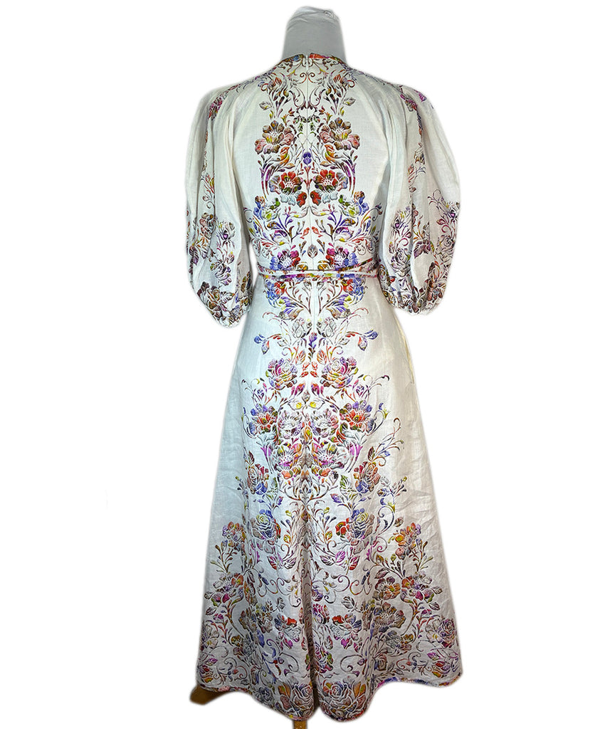 zimmerman linen dress Zimmerman White Floral Linen W/Belt Dress sz 0