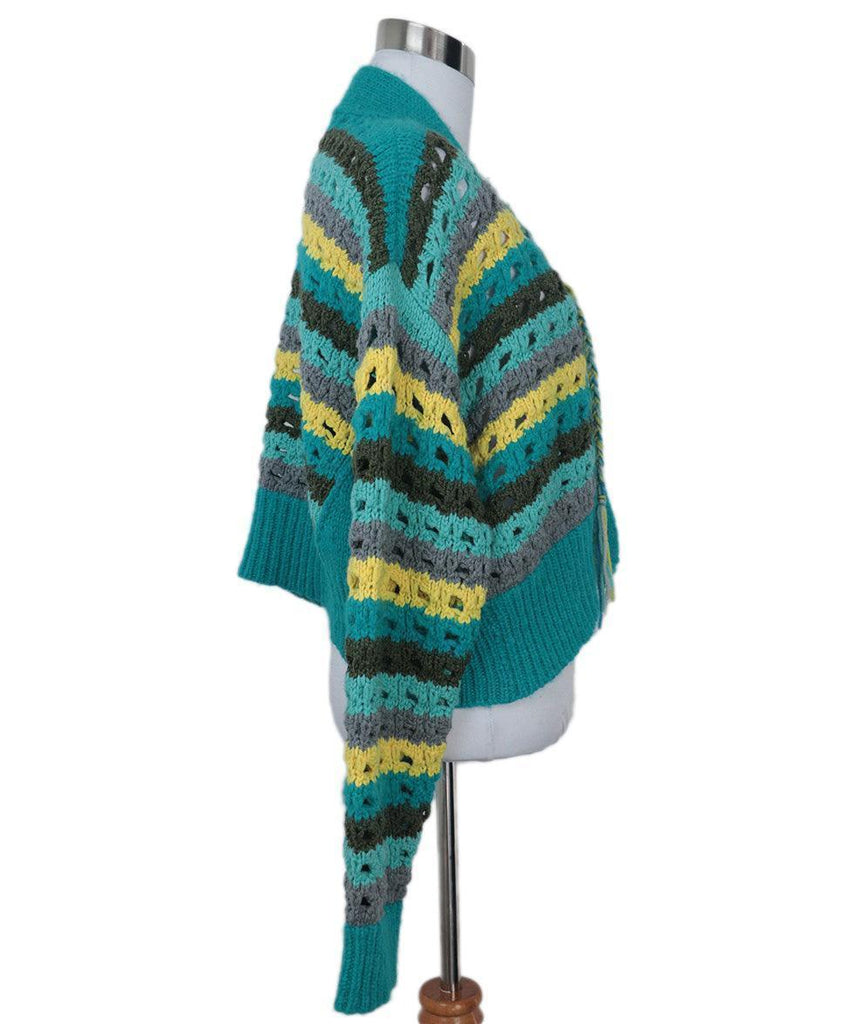 Alanui Teal & Yellow Wool Cardigan sz 4 - Michael's Consignment NYC