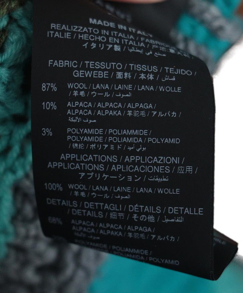 Alanui Teal & Yellow Wool Cardigan sz 4 - Michael's Consignment NYC
