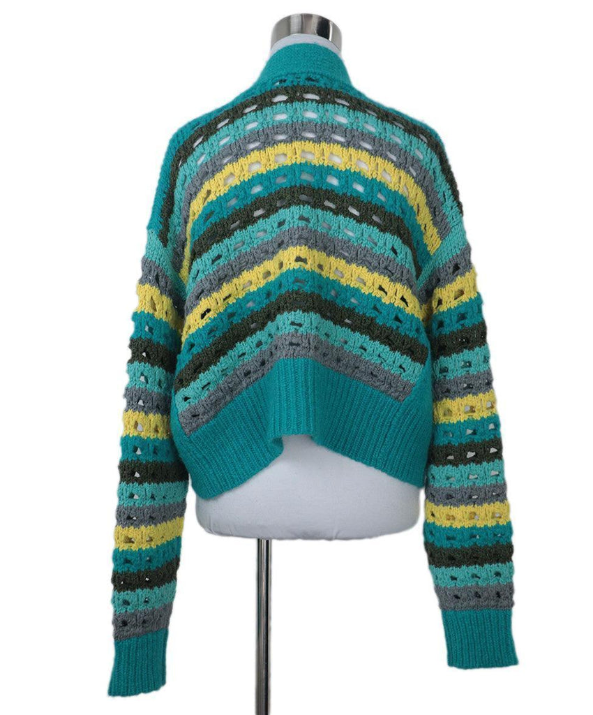 Alanui Teal & Yellow Wool Cardigan sz 4 - Michael's Consignment NYC