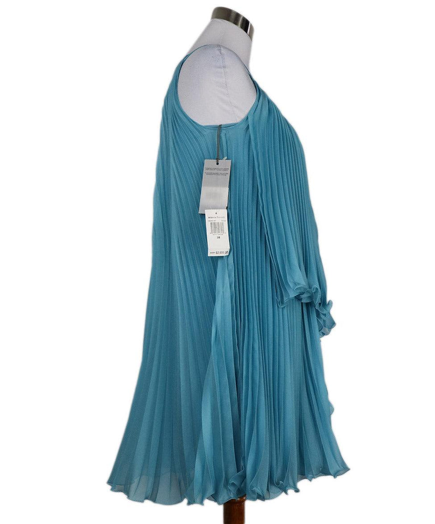 Alberta Ferretti Pleated Blue Silk Dress sz 2 - Michael's Consignment NYC