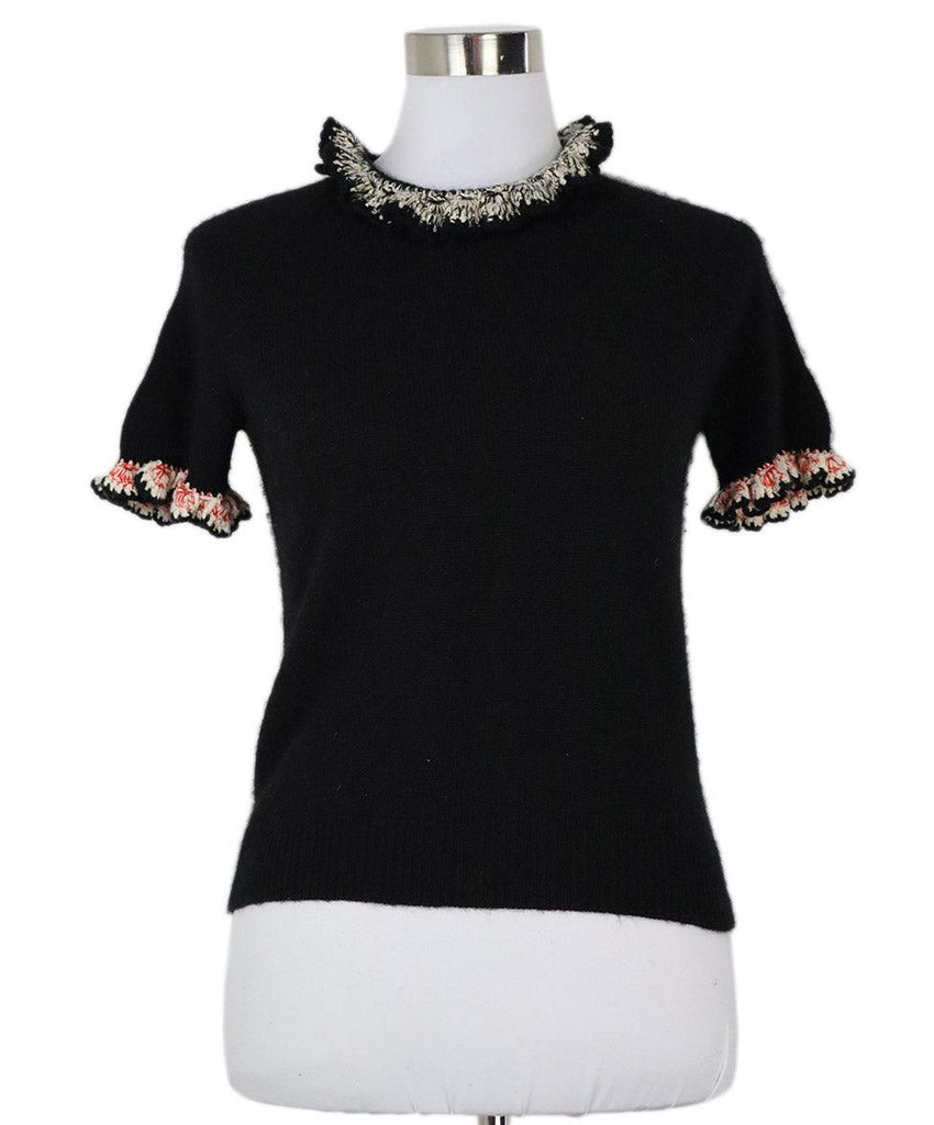 Alexander McQueen Black Red & White Cashmere Sweater sz 2 - Michael's Consignment NYC