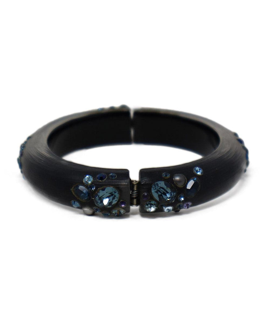 Alexis Bittar Black Lucite & Blue Rhinestone Bracelet - Michael's Consignment NYC