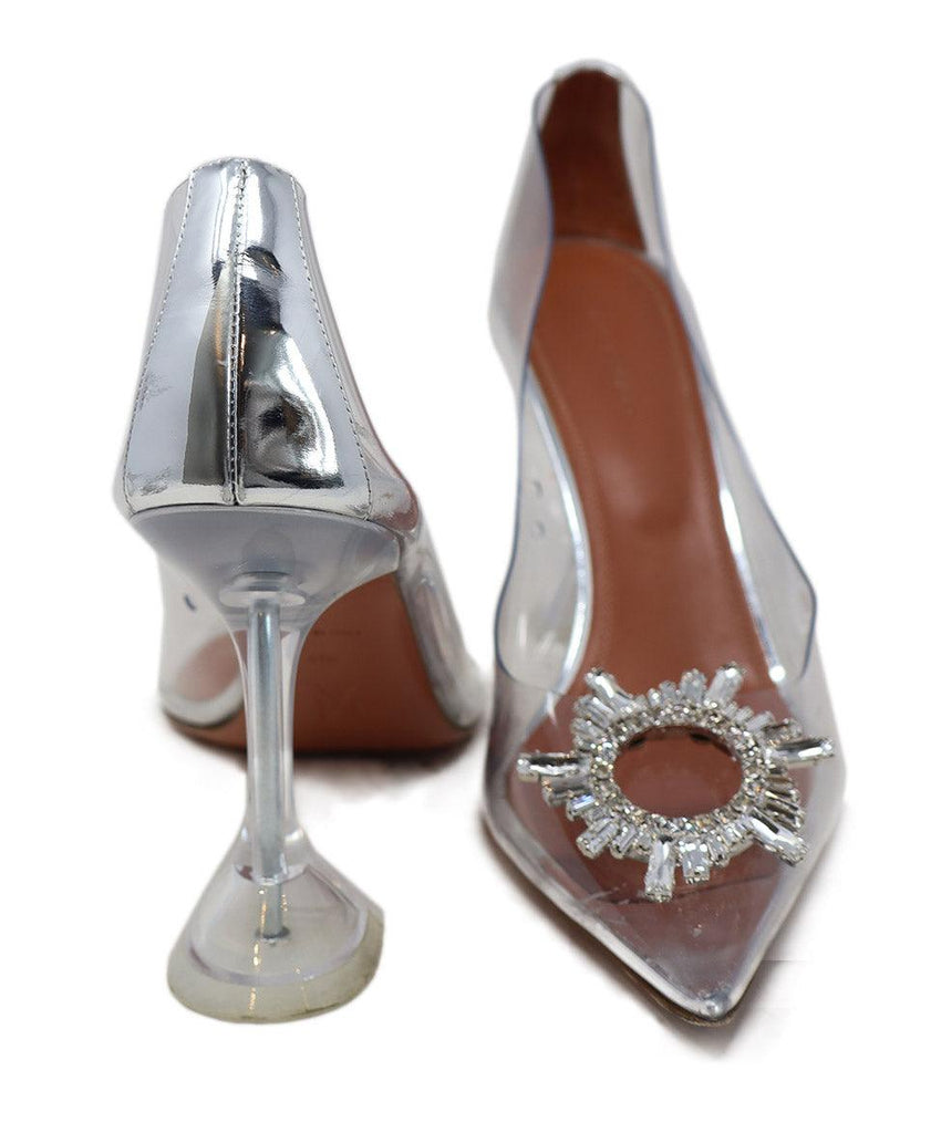 Amina Muaddi Clear PVC & Rhinestone Heels sz 11.5 - Michael's Consignment NYC