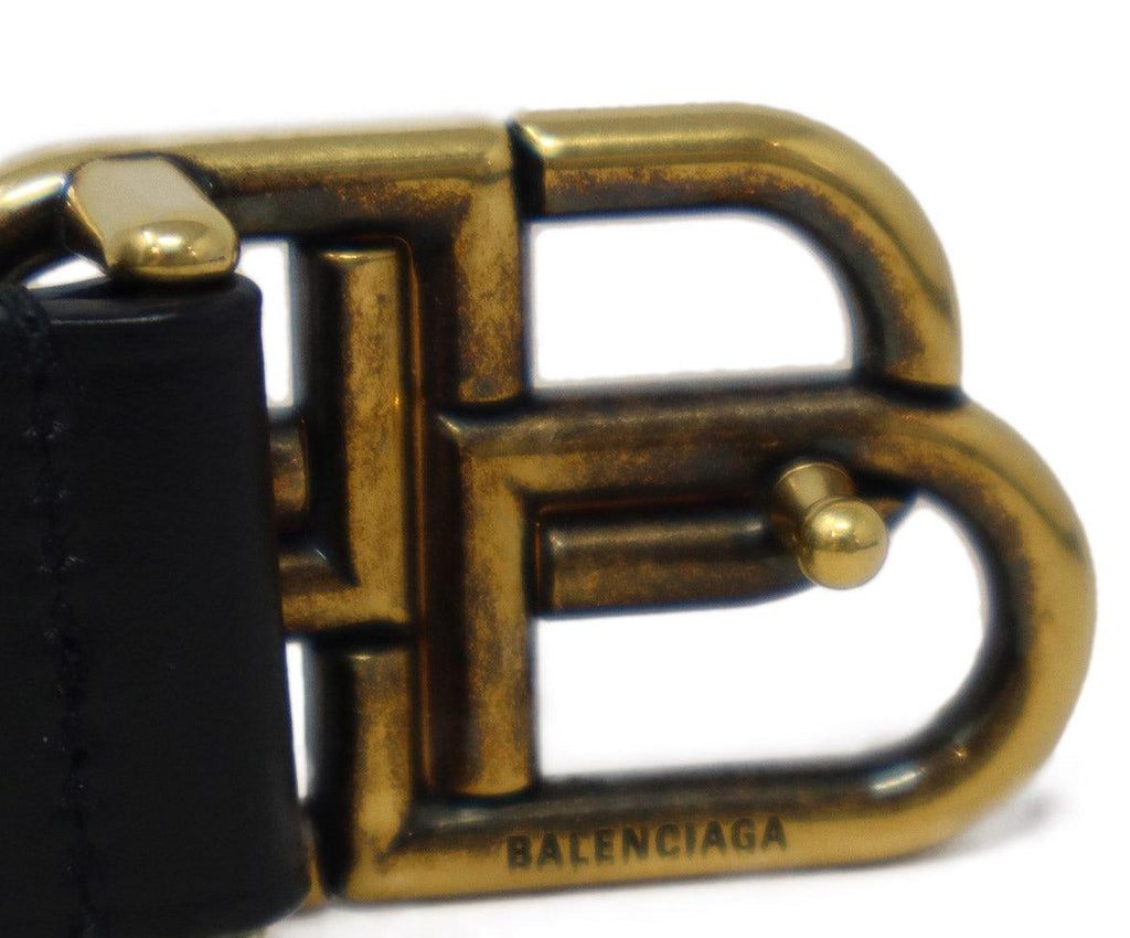 Balenciaga Black Leather & Gold Buckle Belt - Michael's Consignment NYC