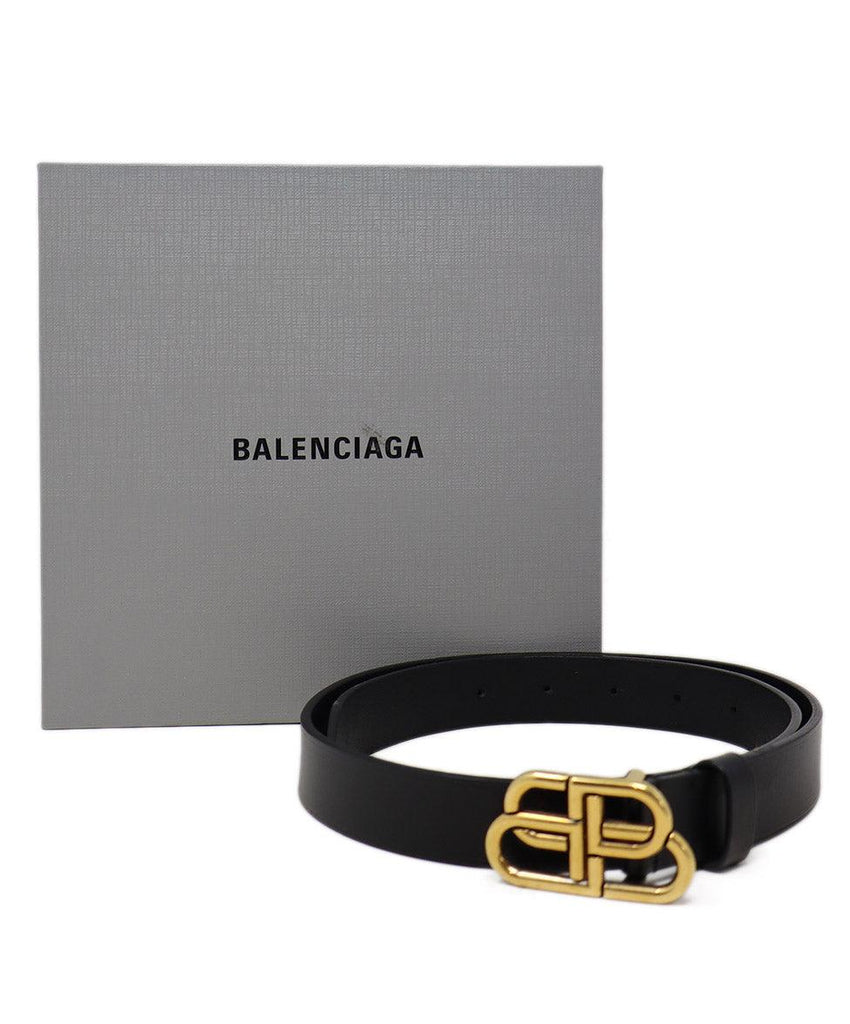 Balenciaga Black Leather & Gold Buckle Belt - Michael's Consignment NYC