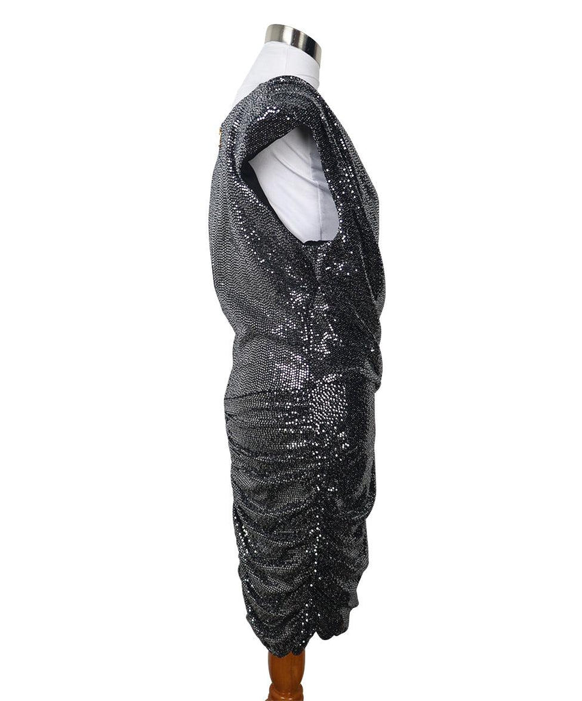Balmain Black & Silver Sequin Dress sz 6 - Michael's Consignment NYC