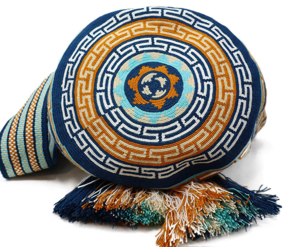 Blue & Orange Woven Cotton Handbag - Michael's Consignment NYC