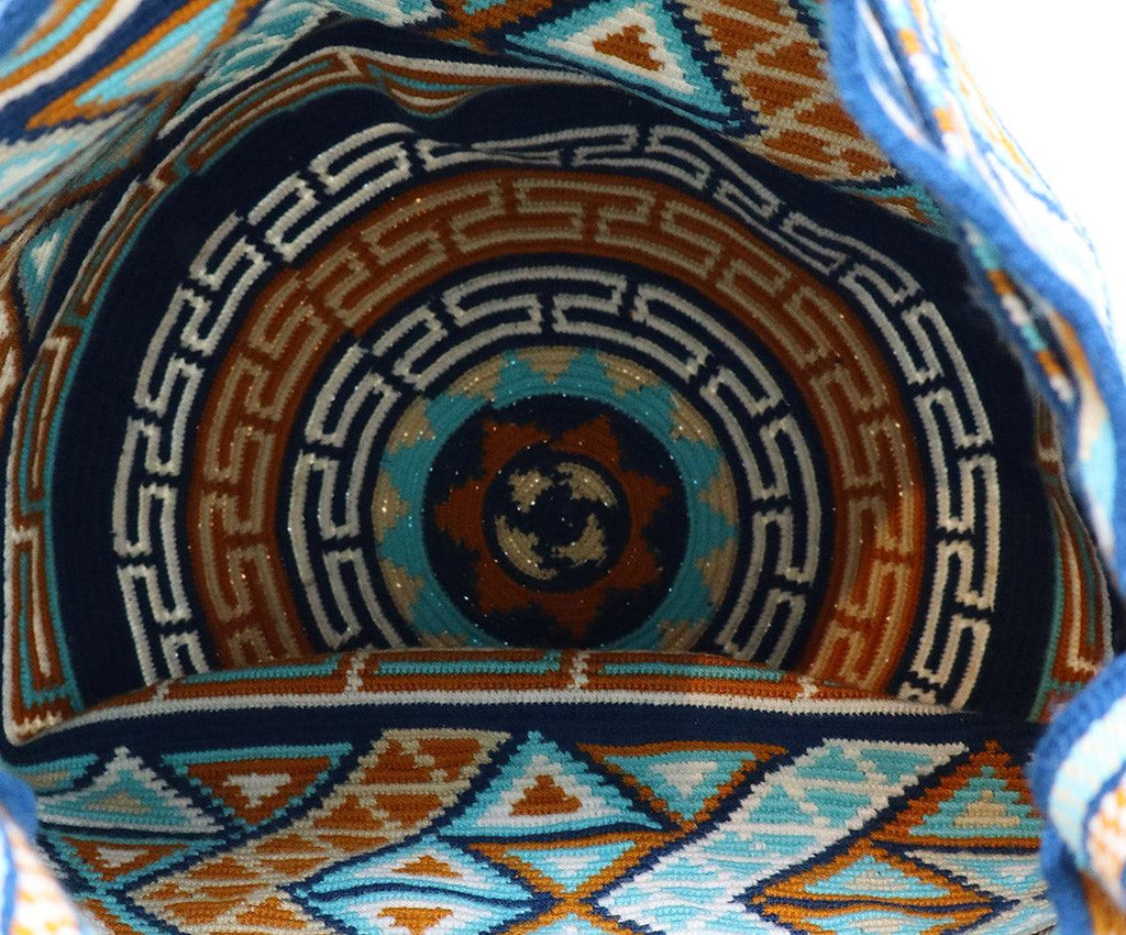 Blue & Orange Woven Cotton Handbag - Michael's Consignment NYC