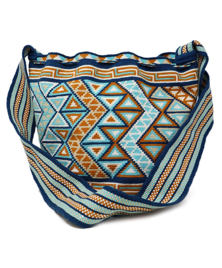 Blue & Orange Woven Cotton Handbag - Michael's Consignment NYC