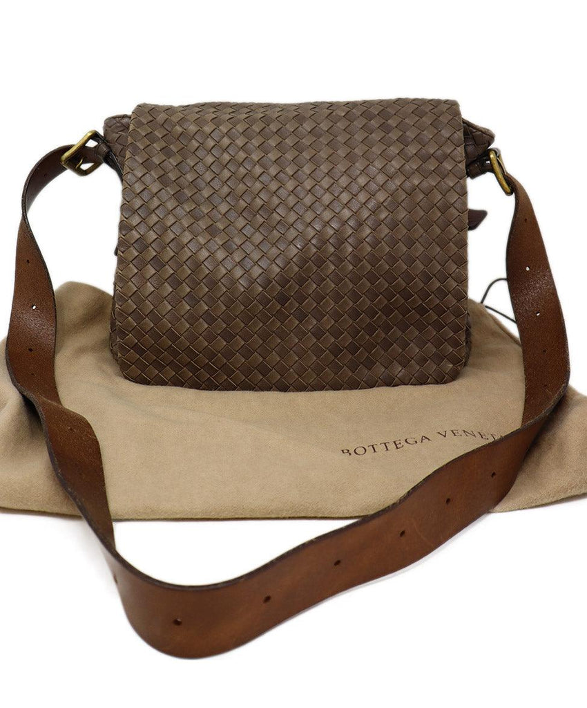 Bottega Veneta Taupe Brown Woven Leather Crossbody - Michael's Consignment NYC