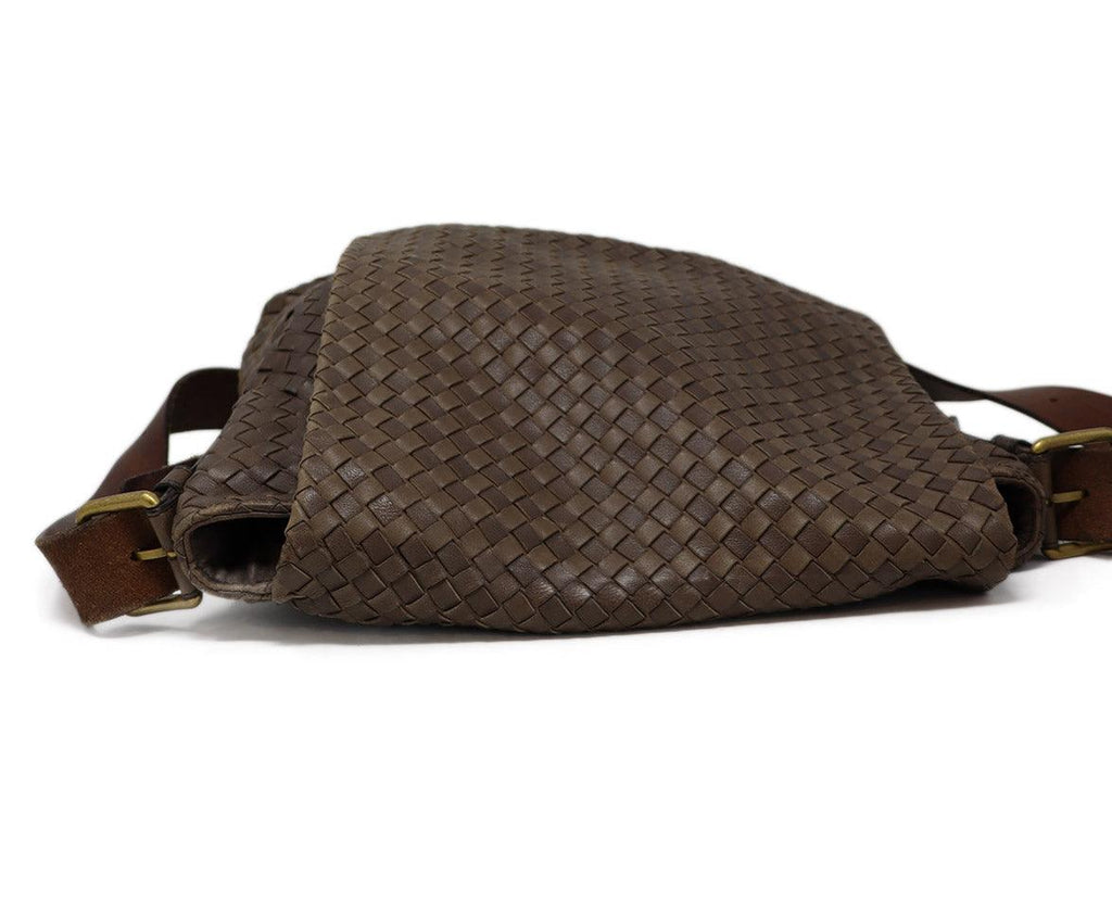 Bottega Veneta Taupe Brown Woven Leather Crossbody - Michael's Consignment NYC