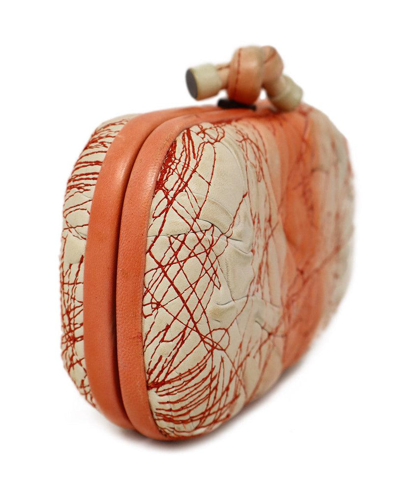Bottega Veneta Vintage White & Peach Leather Knot Clutch - Michael's Consignment NYC