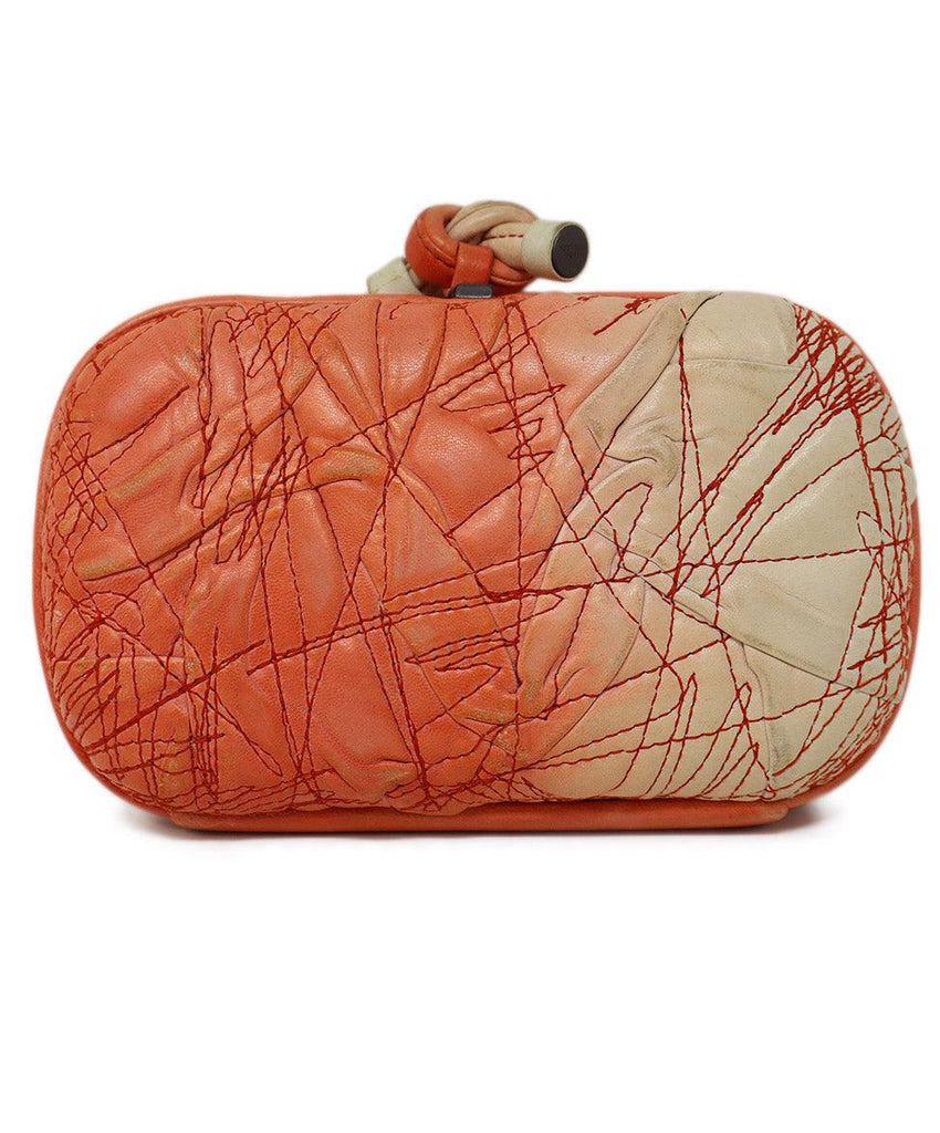 Bottega Veneta Vintage White & Peach Leather Knot Clutch - Michael's Consignment NYC
