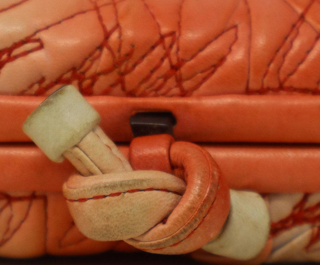 Bottega Veneta Vintage White & Peach Leather Knot Clutch - Michael's Consignment NYC