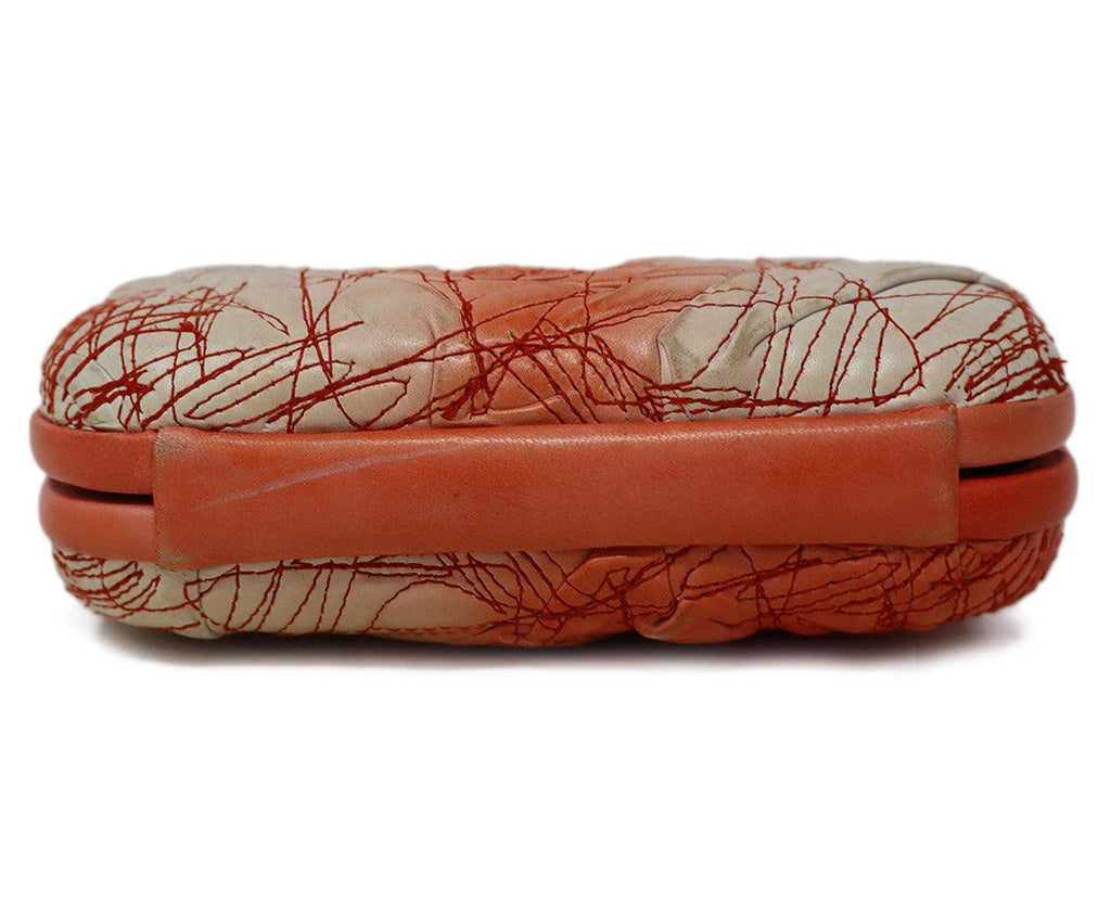 Bottega Veneta Vintage White & Peach Leather Knot Clutch - Michael's Consignment NYC