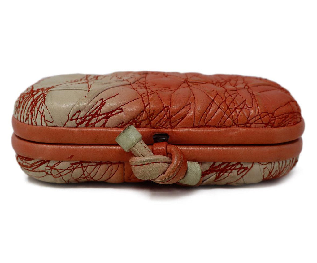 Bottega Veneta Vintage White & Peach Leather Knot Clutch - Michael's Consignment NYC