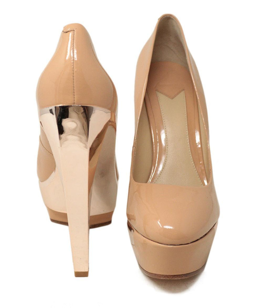 Brian Atwood Nude Patent Leather & Gold Heels sz 7 - Michael's Consignment NYC