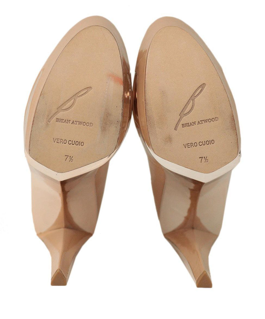 Brian Atwood Nude Patent Leather & Gold Heels sz 7 - Michael's Consignment NYC