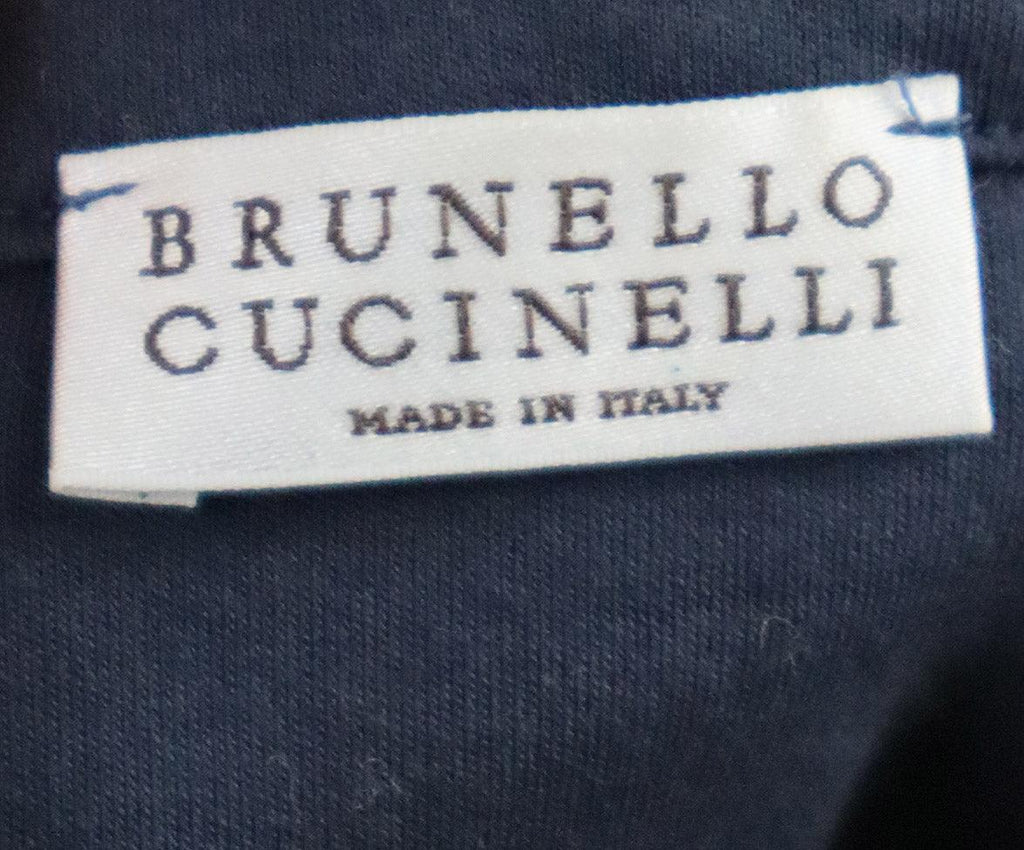 Brunello Cucinelli Blue Cotton Beaded Dress sz 12 - Michael's Consignment NYC