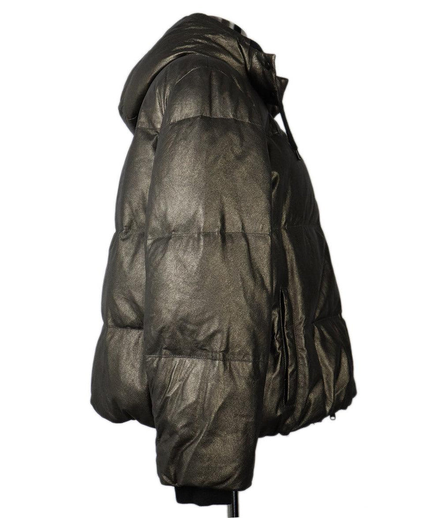 Brunello Cucinelli Bronze Leather Coat sz 14 - Michael's Consignment NYC
