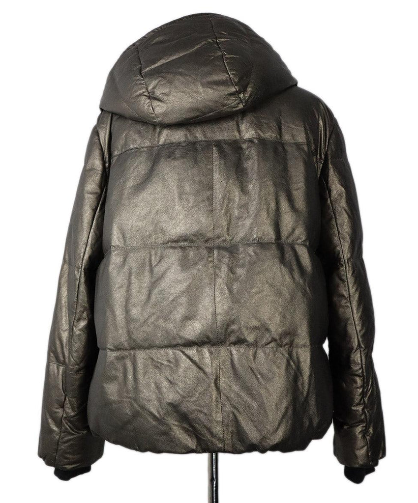 Brunello Cucinelli Bronze Leather Coat sz 14 - Michael's Consignment NYC