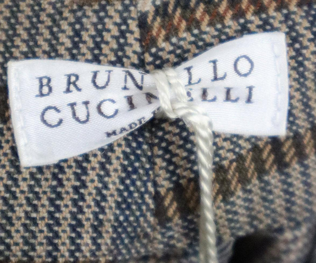 Brunello Cucinelli Brown Plaid Wool Pants sz 6 - Michael's Consignment NYC