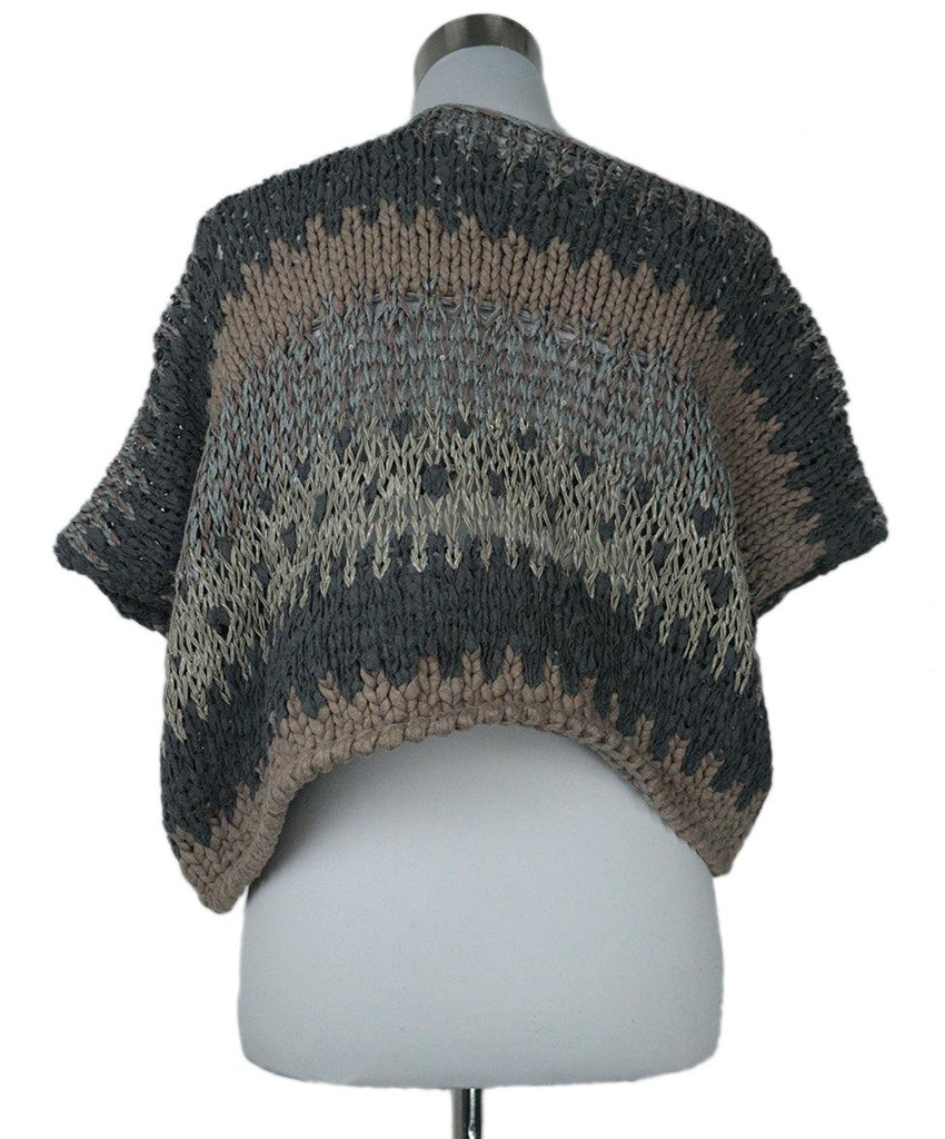 Brunello Cucinelli Grey & Taupe Cropped Sweater sz 4 - Michael's Consignment NYC