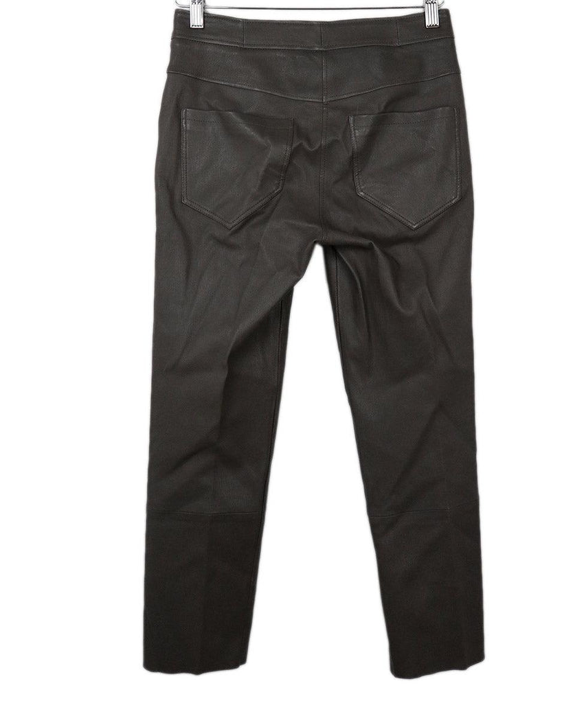 Brunello Cucinelli Grey Leather Pants sz 2 - Michael's Consignment NYC