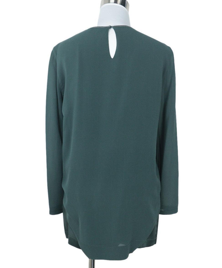 Brunello Cucinelli Olive Silk Blouse sz 6 - Michael's Consignment NYC