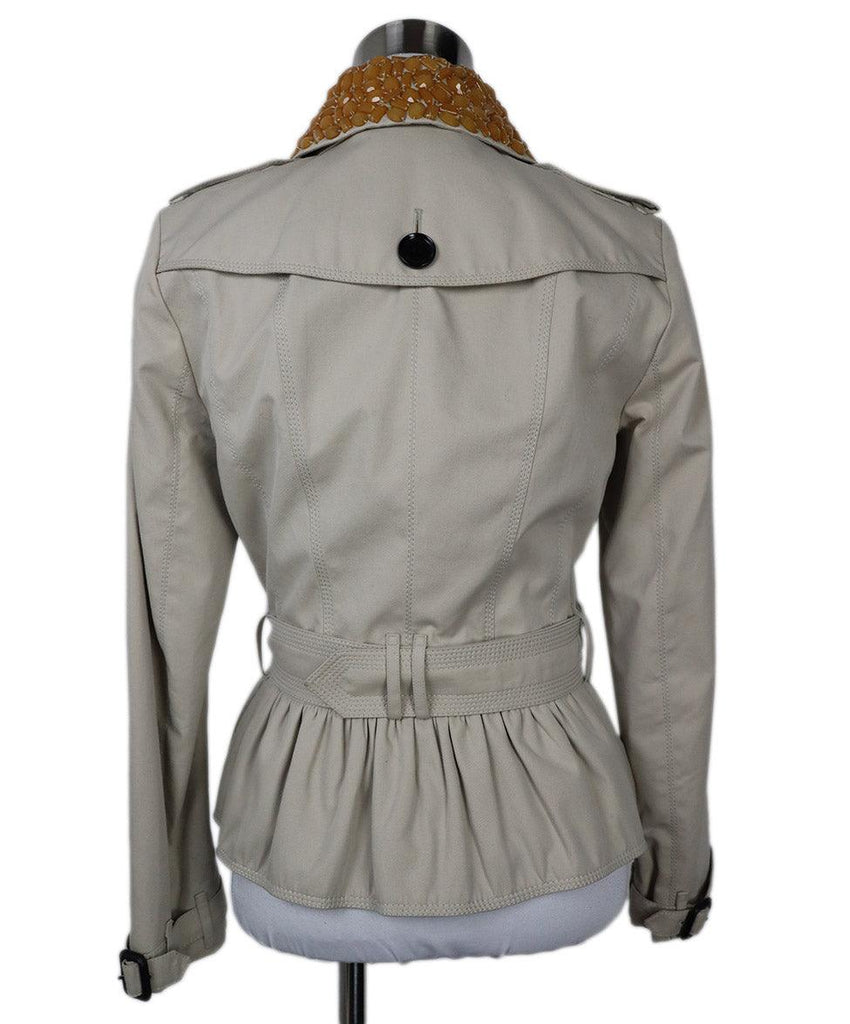 Burberry Khaki Jacket w/ Stone Collar sz 4 - Michael's Consignment NYC