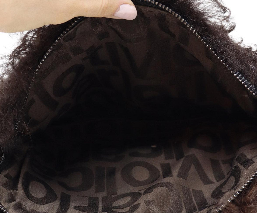 Carlo Tivioli Brown Fur Shearling Clutch - Michael's Consignment NYC
