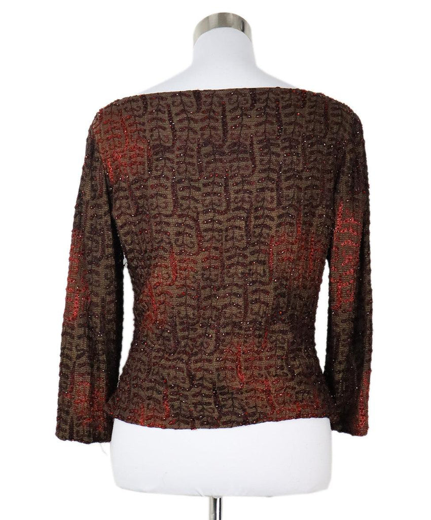 Carmen Marc Valvo Brown & Red Beaded Skirt Set sz 6 - Michael's Consignment NYC