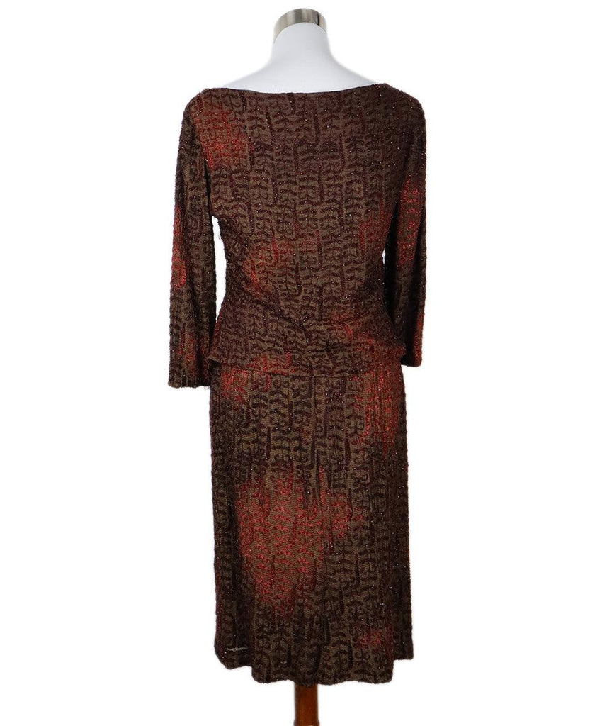 Carmen Marc Valvo Brown & Red Beaded Skirt Set sz 6 - Michael's Consignment NYC