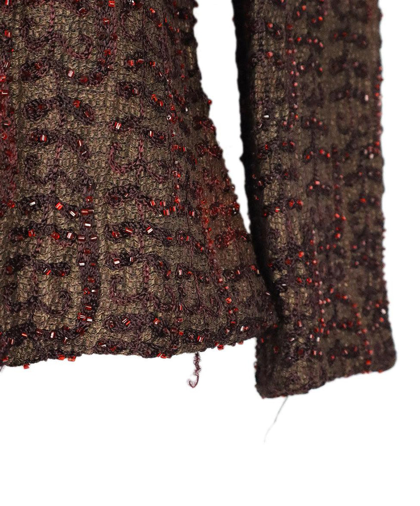 Carmen Marc Valvo Brown & Red Beaded Skirt Set sz 6 - Michael's Consignment NYC