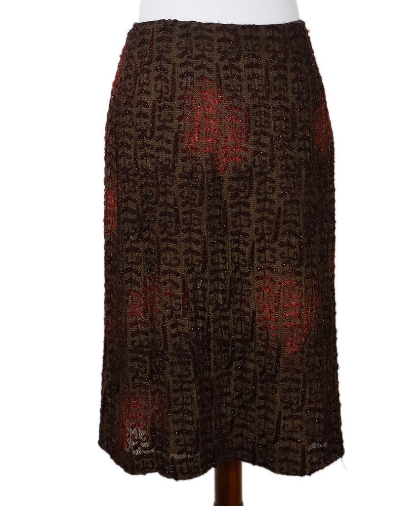 Carmen Marc Valvo Brown & Red Beaded Skirt Set sz 6 - Michael's Consignment NYC